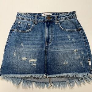One Teaspoon Womens Medium Wash Distressed Frayed Hem 2020 Mini Skirt Size 26